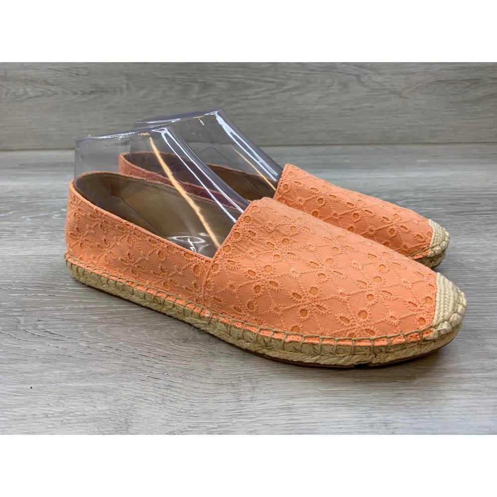 Talbots Women's 9M Coral Orange Eyelet Espadrille Flats Slip On Shoes